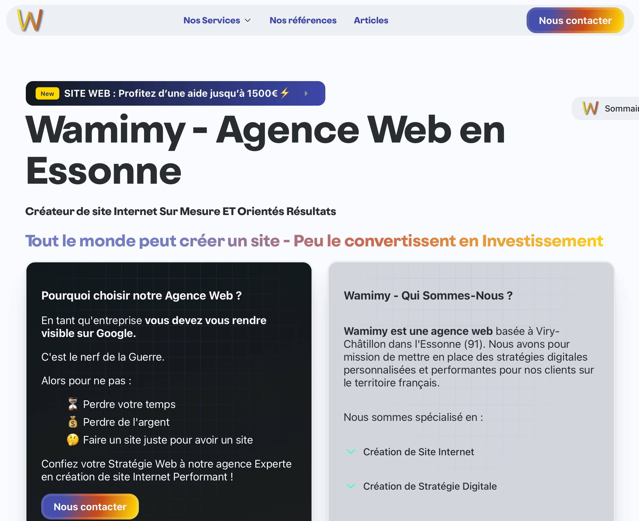 Wamimy Website screenshot