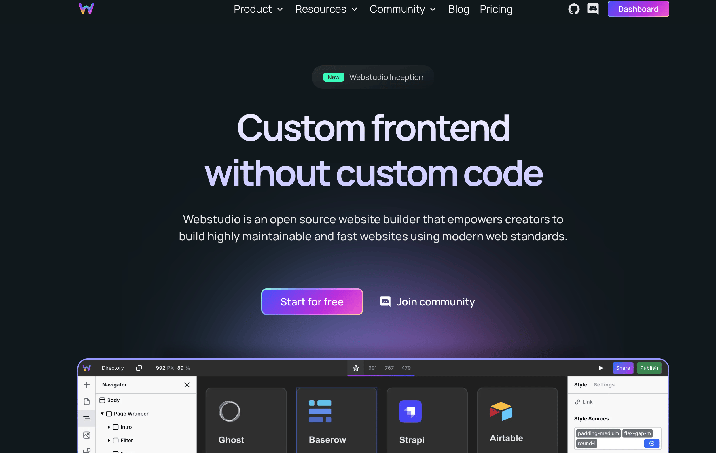 Screenshot of Webstudio.is
