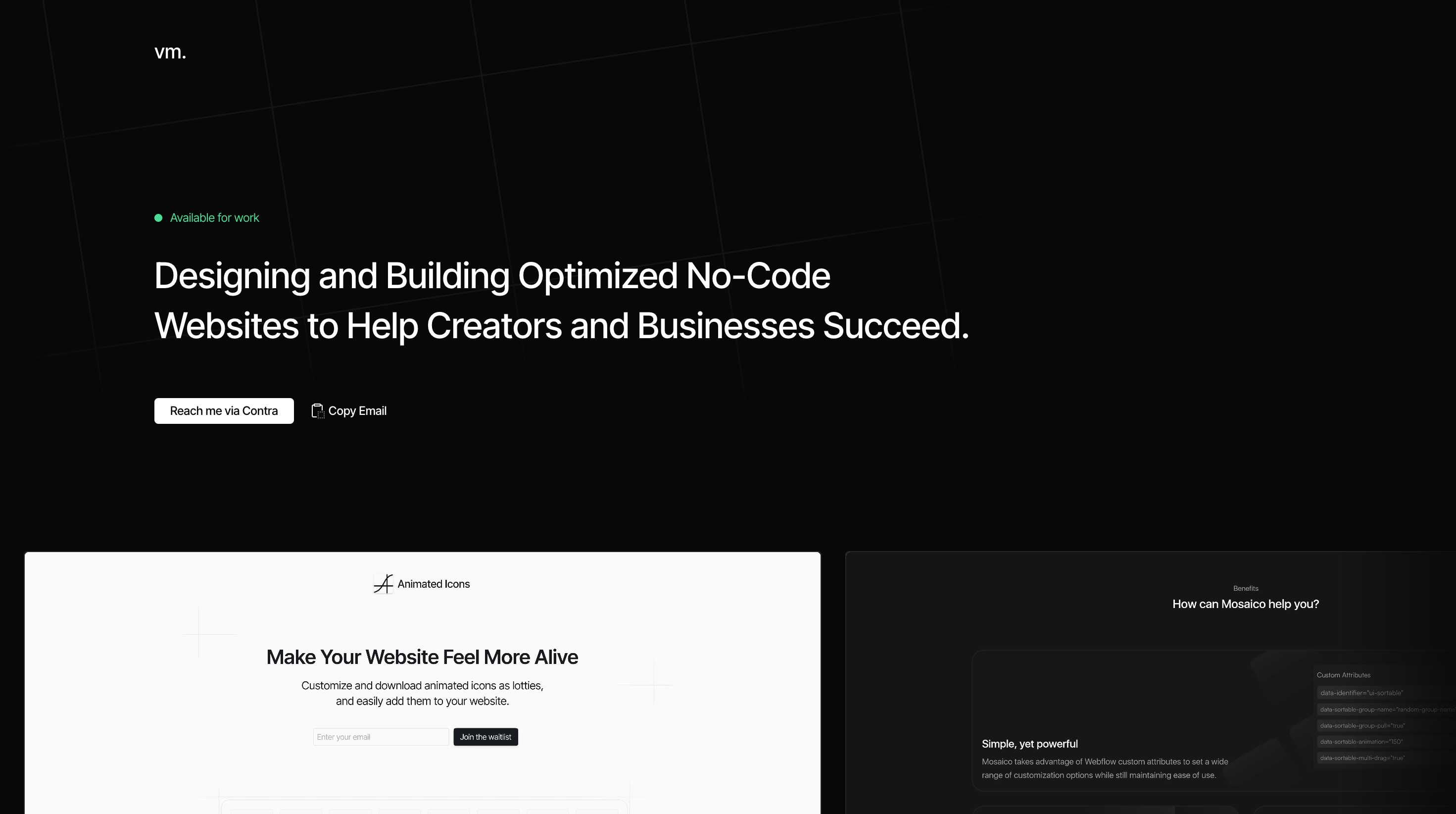 Screenshot of Vinicius Moreira's website