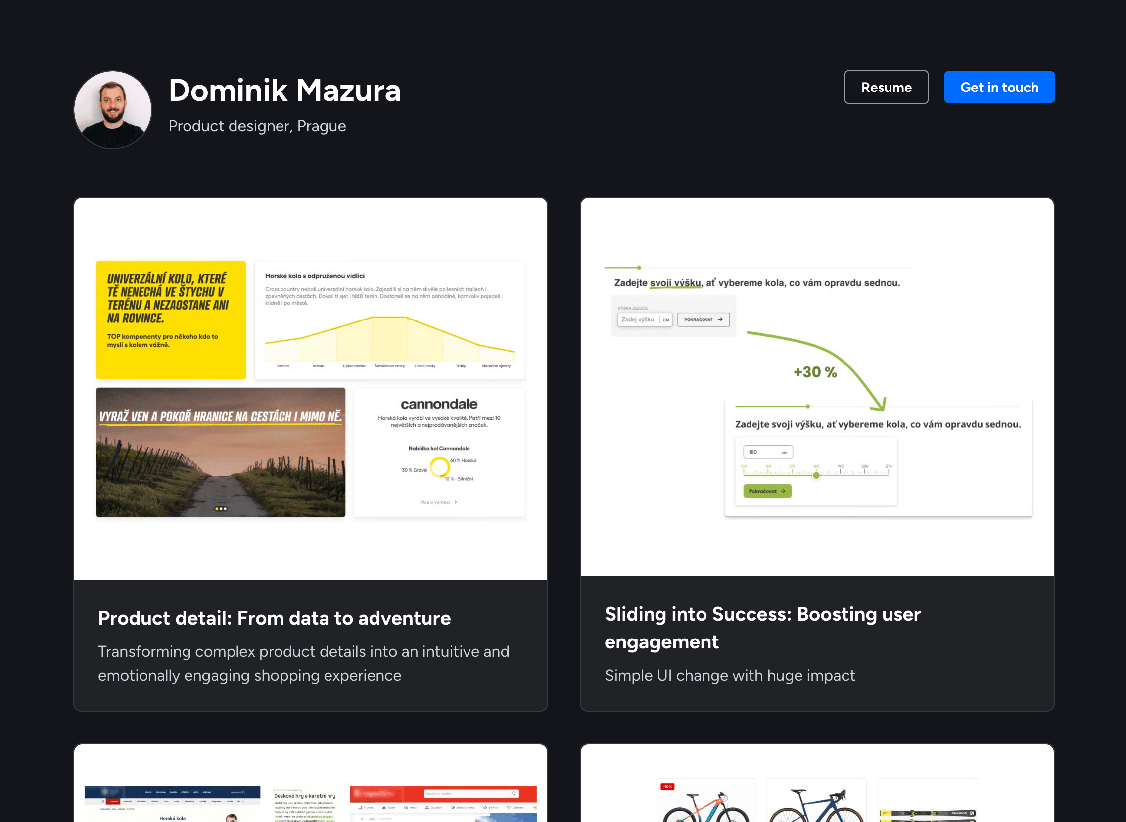 Screenshot of Dominik Mazura's website